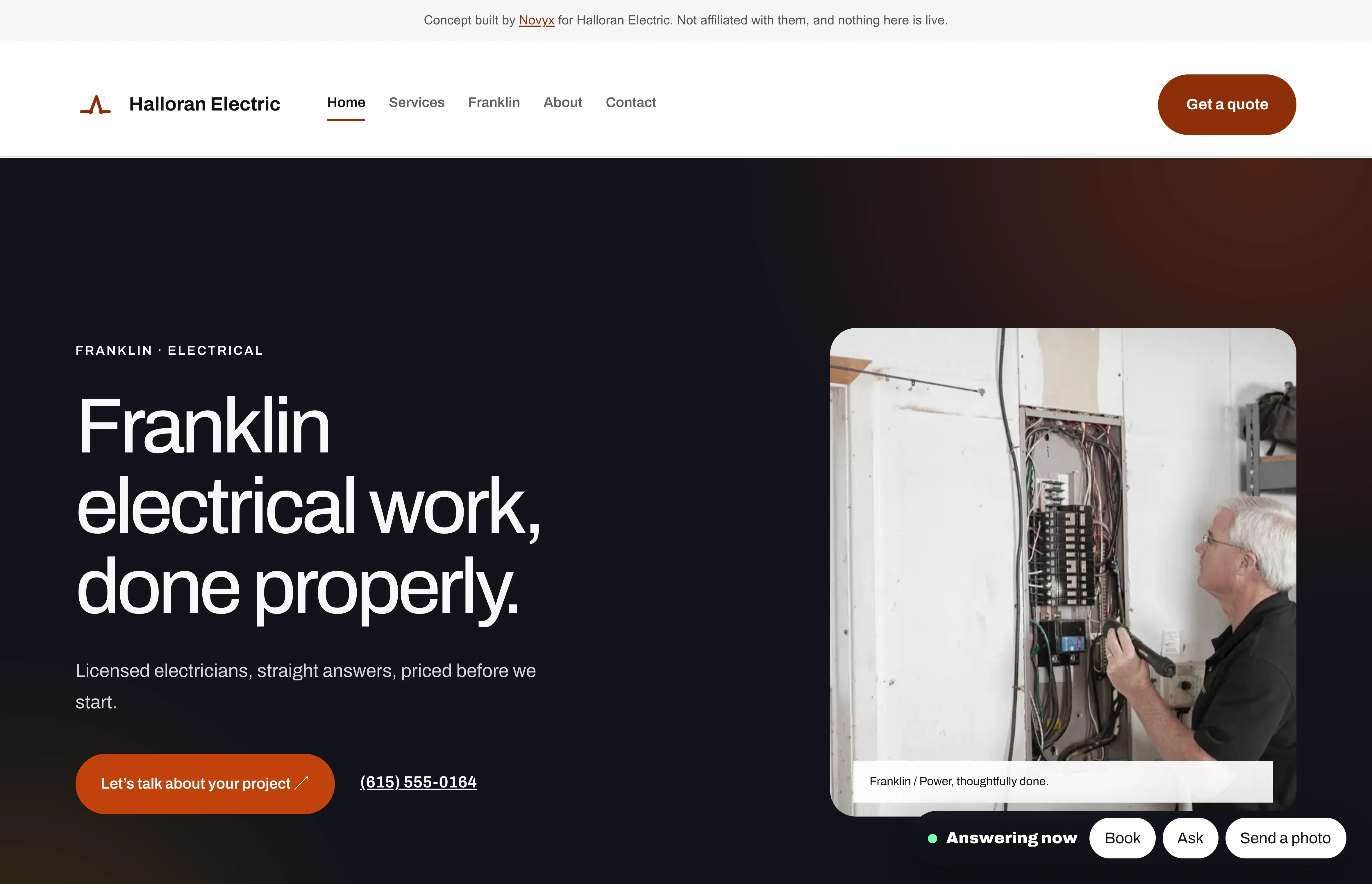 Halloran Electric: Electrical website concept